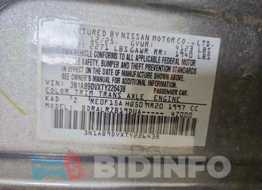 3N1AB9DVXTY226438 Photo# 12