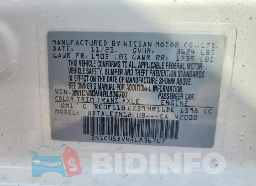 3N1CN8DV4RL836707 Photo# 13