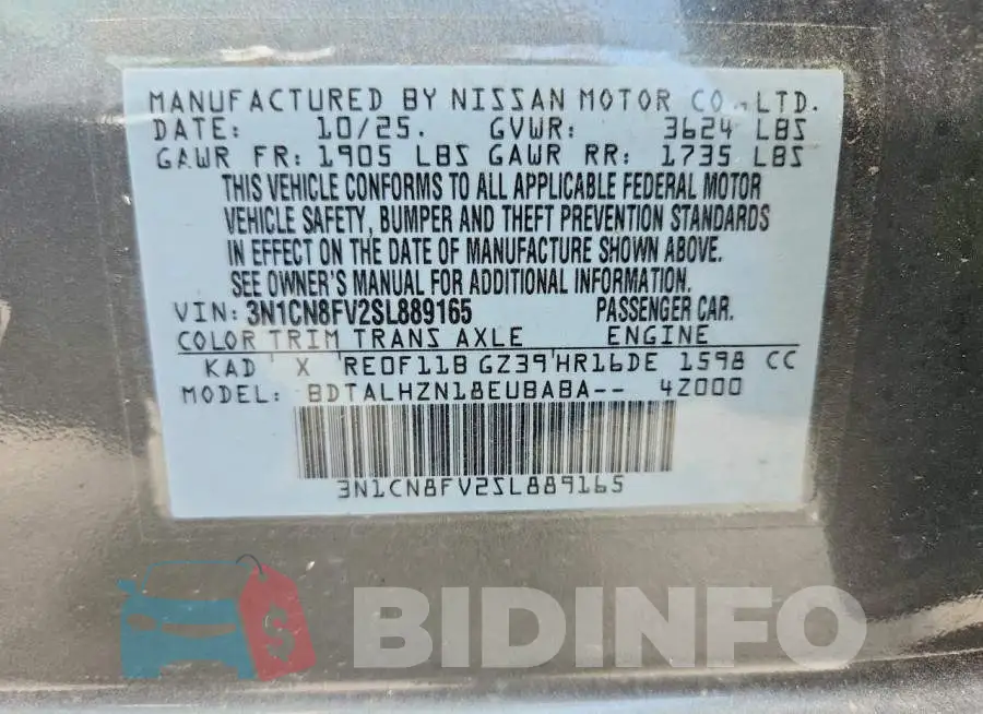 3N1CN8FV2SL889165 Photo# 12