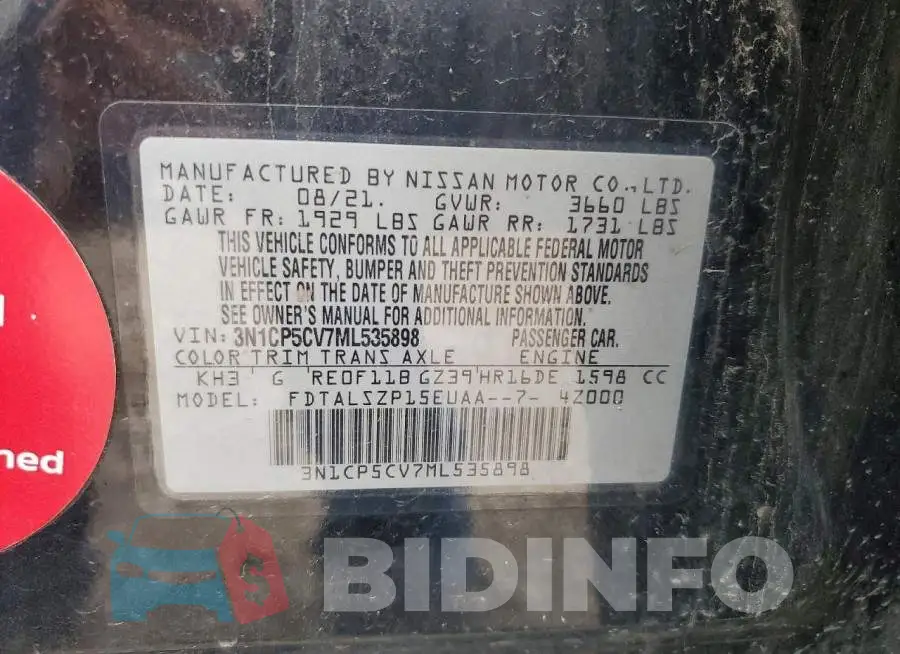 3N1CP5CV7ML535898 Photo# 13