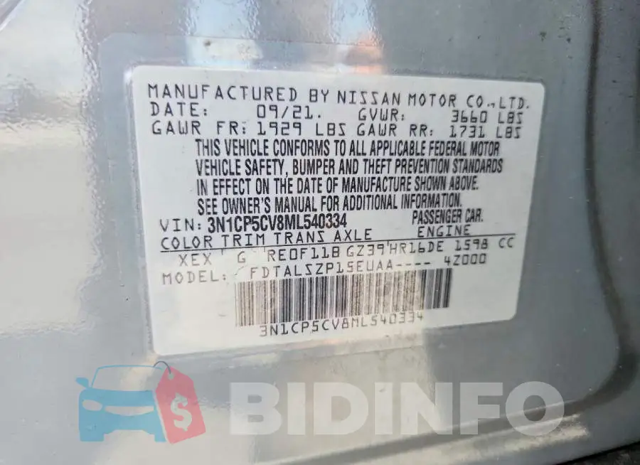 3N1CP5CV8ML540334 Photo# 14