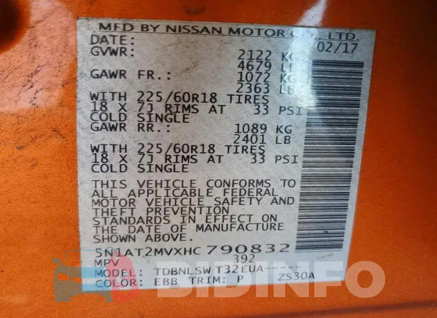 5N1AT2MVXHC790832 Photo# 12