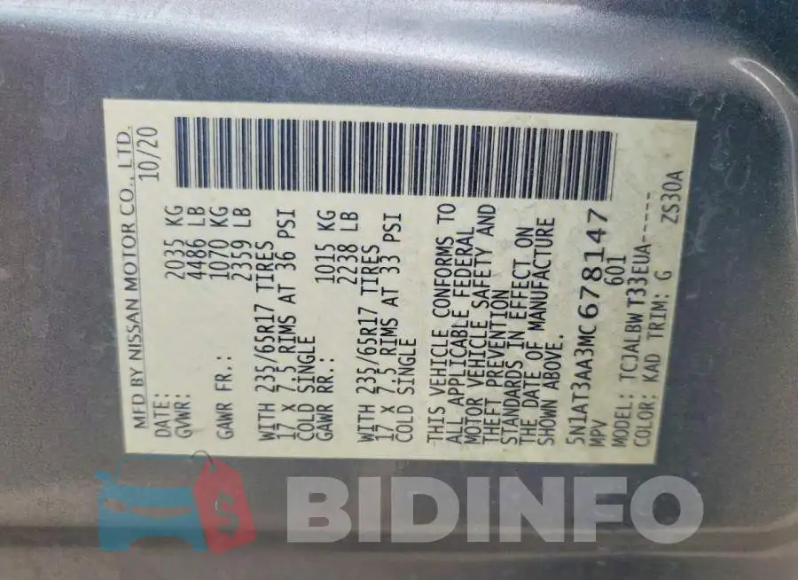 5N1AT3AA3MC678147 Photo# 13