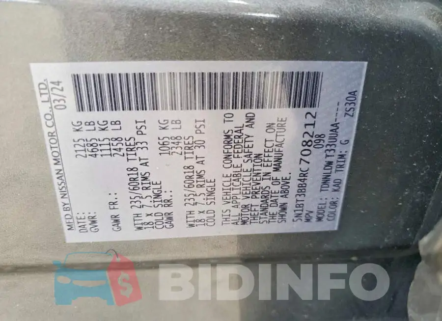 5N1BT3BB4RC708212 Photo# 14