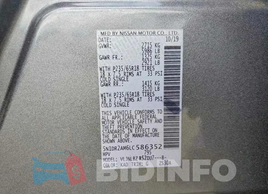 5N1DR2AM6LC586352 Photo# 12