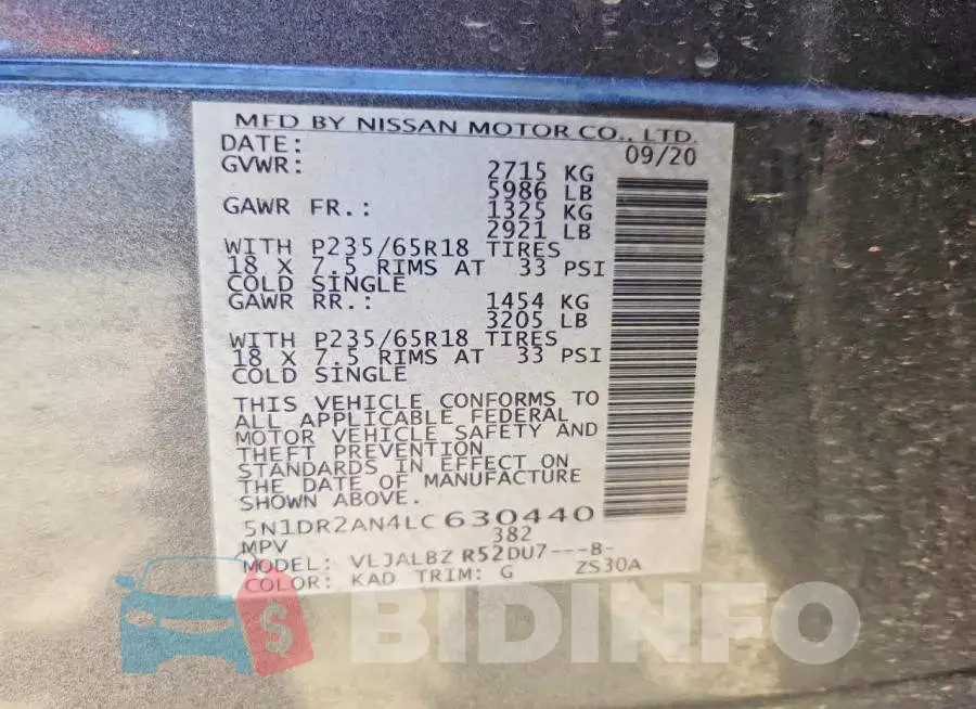 5N1DR2AN4LC630440 Photo# 13