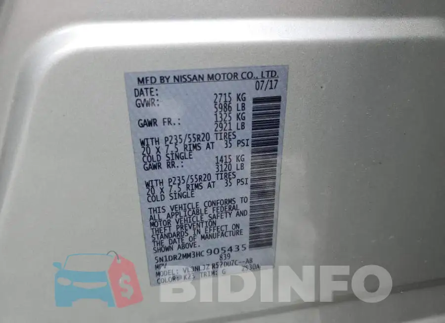 5N1DR2MM3HC905435 Photo# 13