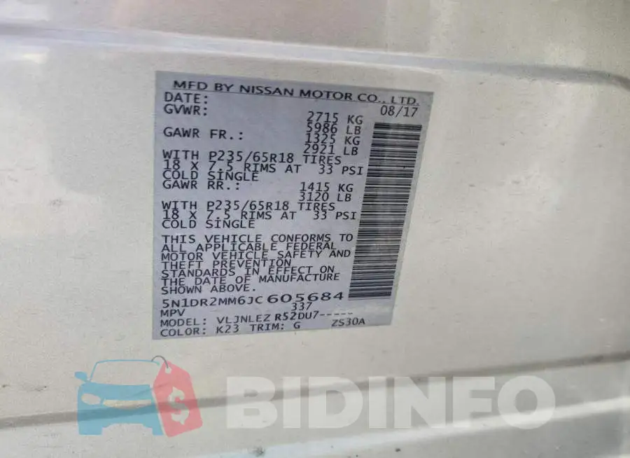 5N1DR2MM6JC605684 Photo# 13