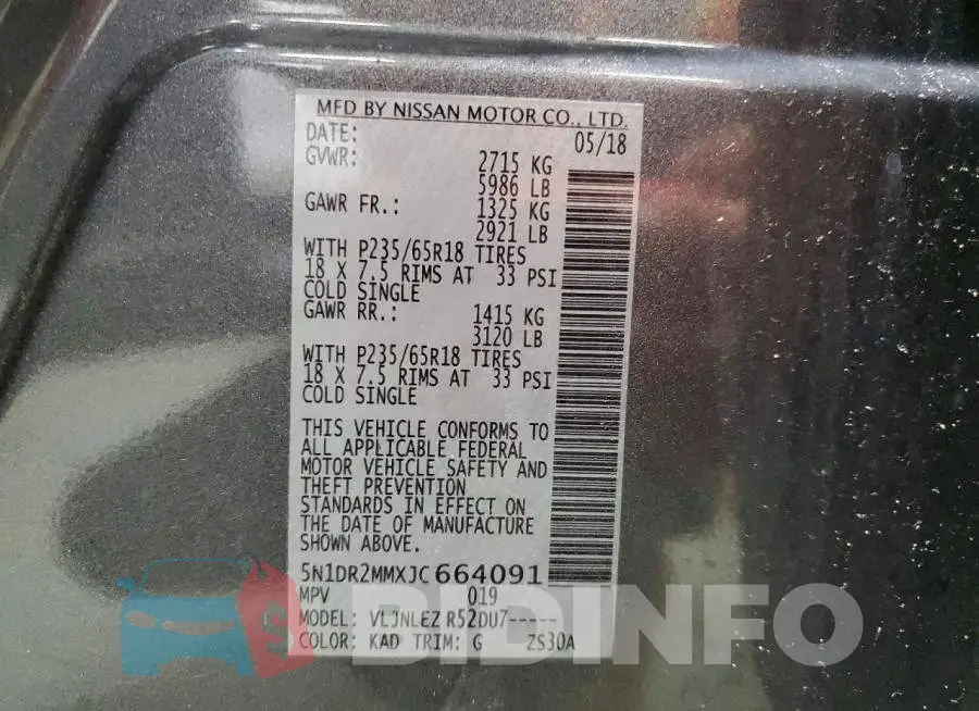 5N1DR2MMXJC664091 Photo# 13