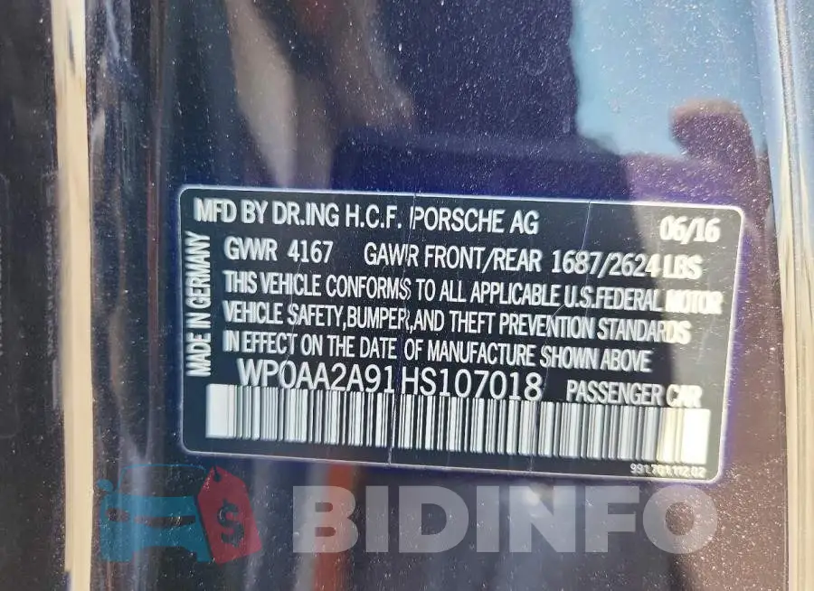 WP0AA2A91HS107018 Photo# 12