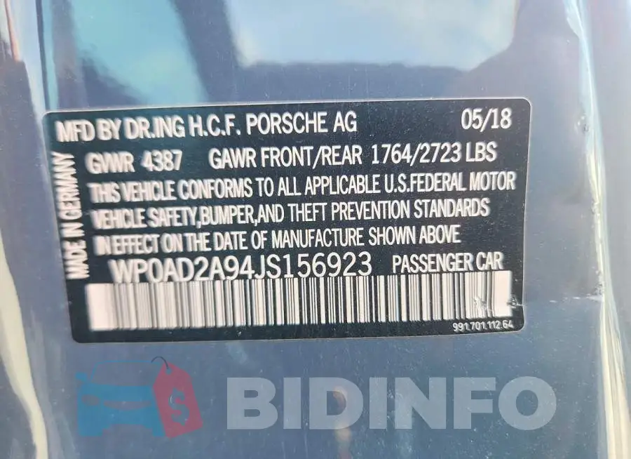 WP0AD2A94JS156923 Photo# 13