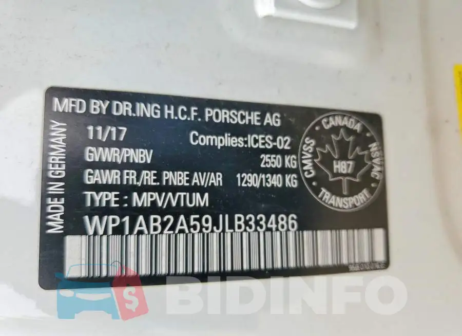 WP1AB2A59JLB33486 Photo# 13