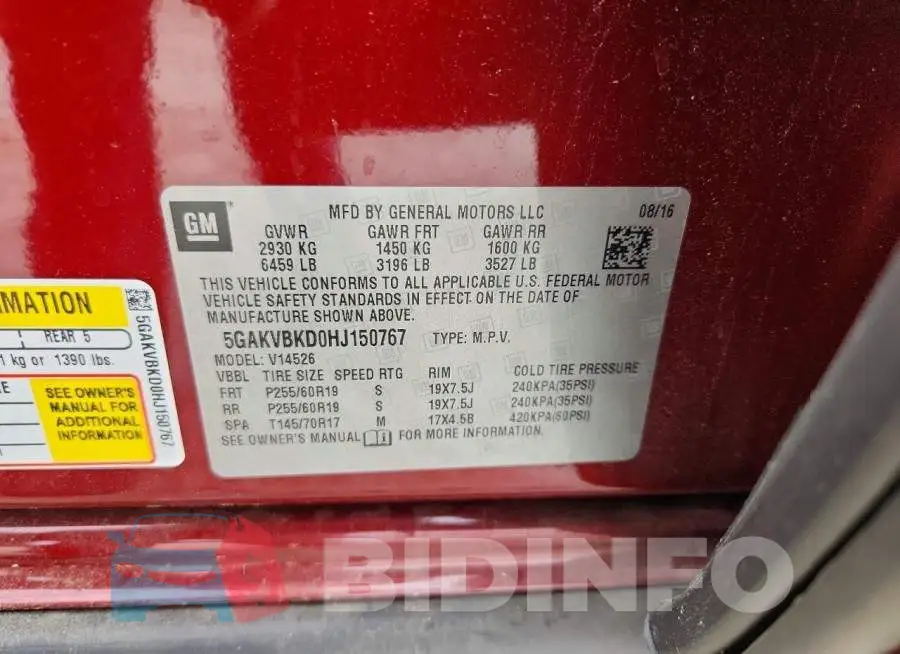 5GAKVBKD0HJ150767 Photo# 13