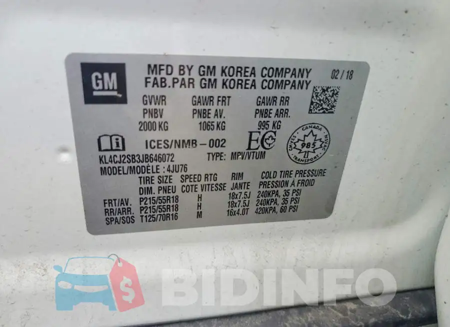 KL4CJ2SB3JB646072 Photo# 13