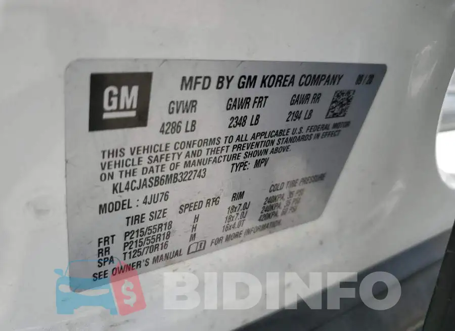 KL4CJASB6MB322743 Photo# 13