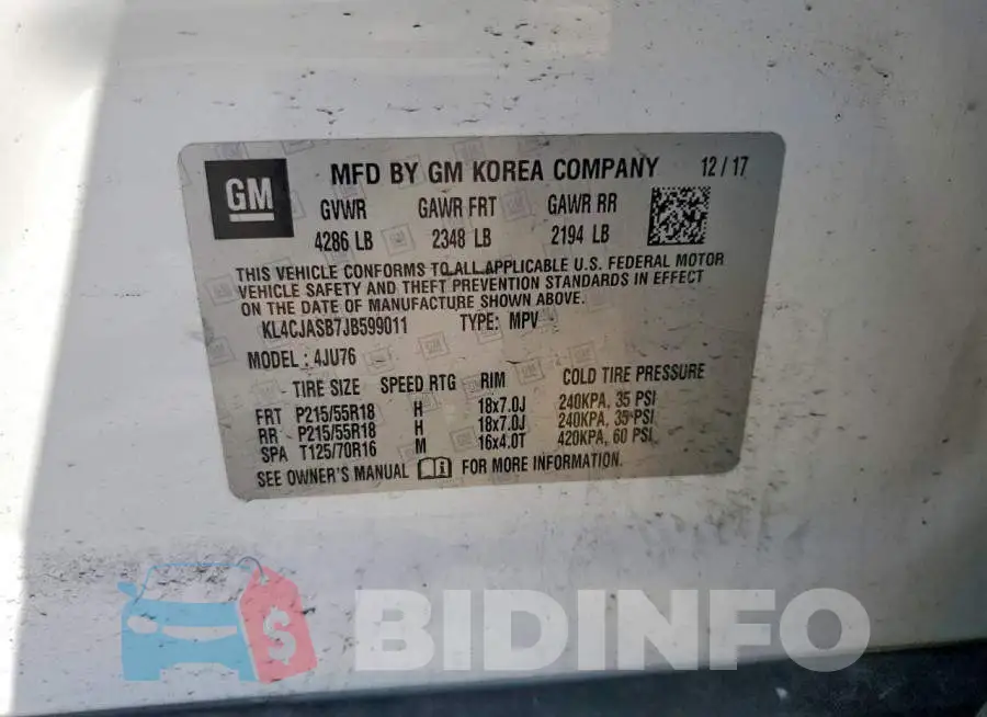 KL4CJASB7JB599011 Photo# 13