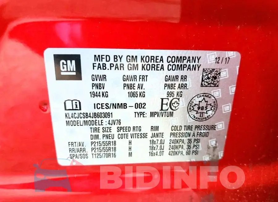 KL4CJCSB4JB603091 Photo# 14