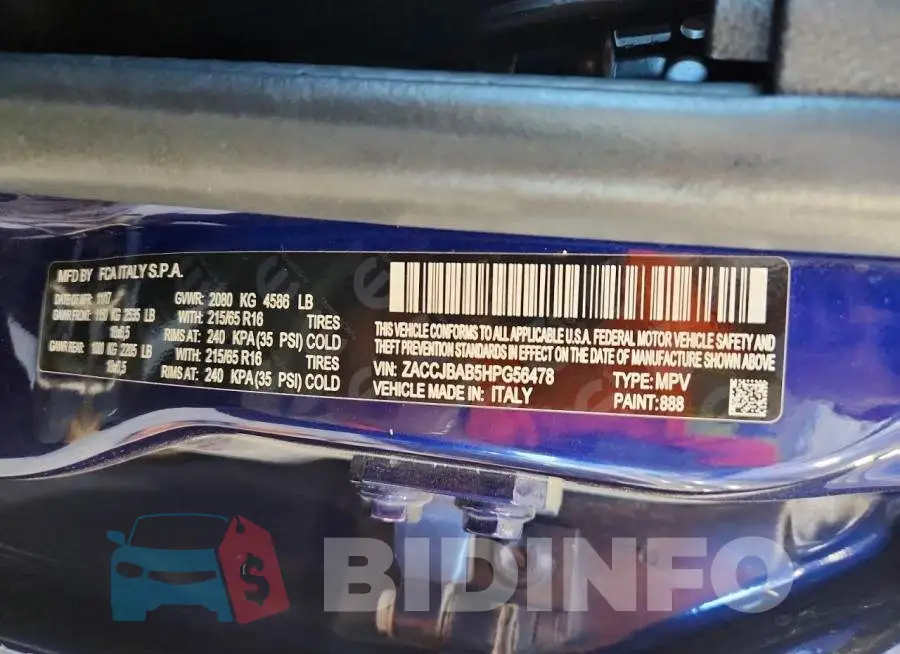 ZACCJBAB5HPG56478 Photo# 13