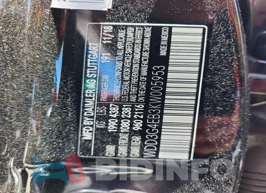 WDD3G4EB3KW005953 Photo# 13