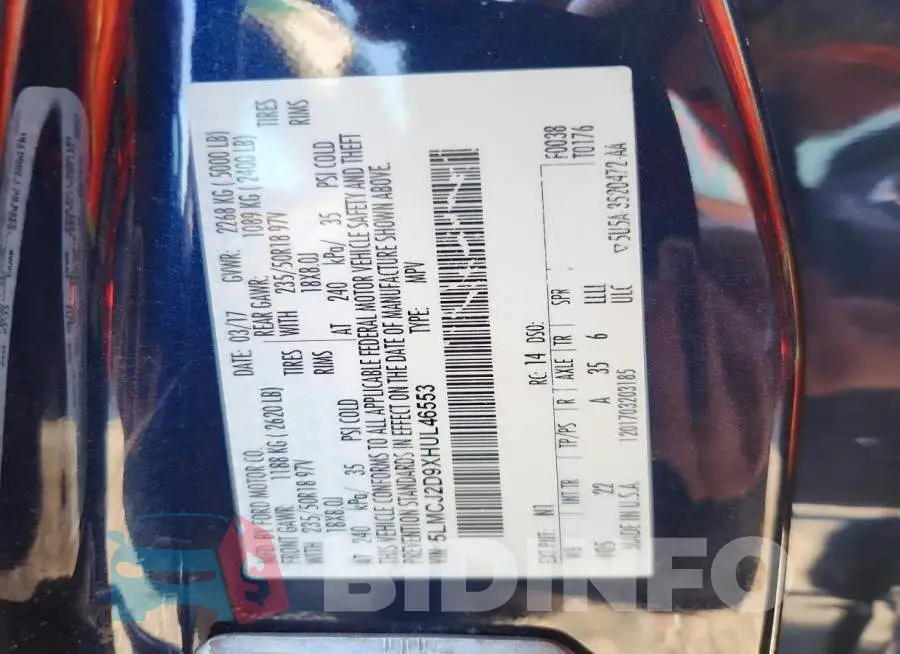 5LMCJ2D9XHUL46553 Photo# 13