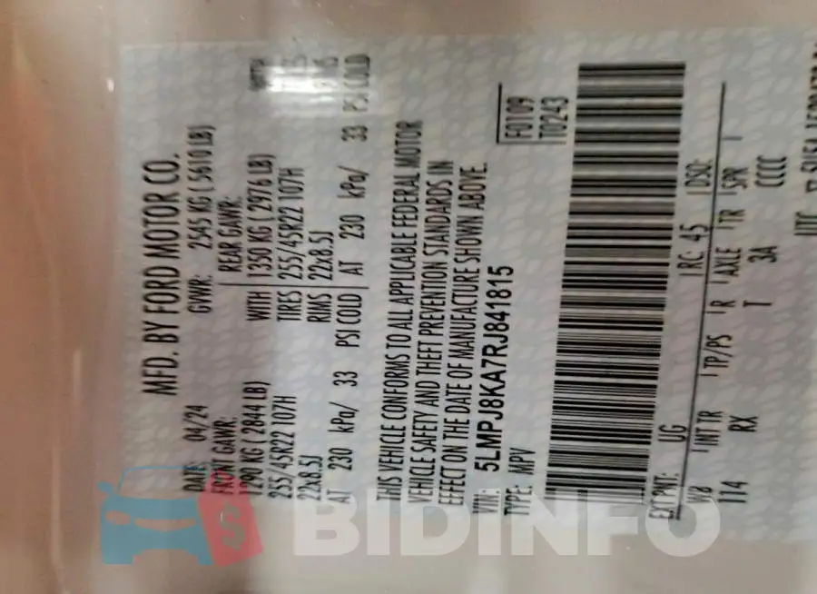5LMPJ8KA7RJ841815 Photo# 14