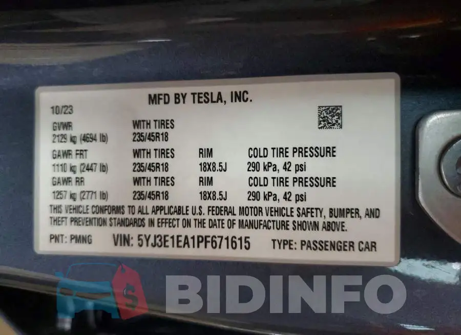 5YJ3E1EA1PF671615 Photo# 12