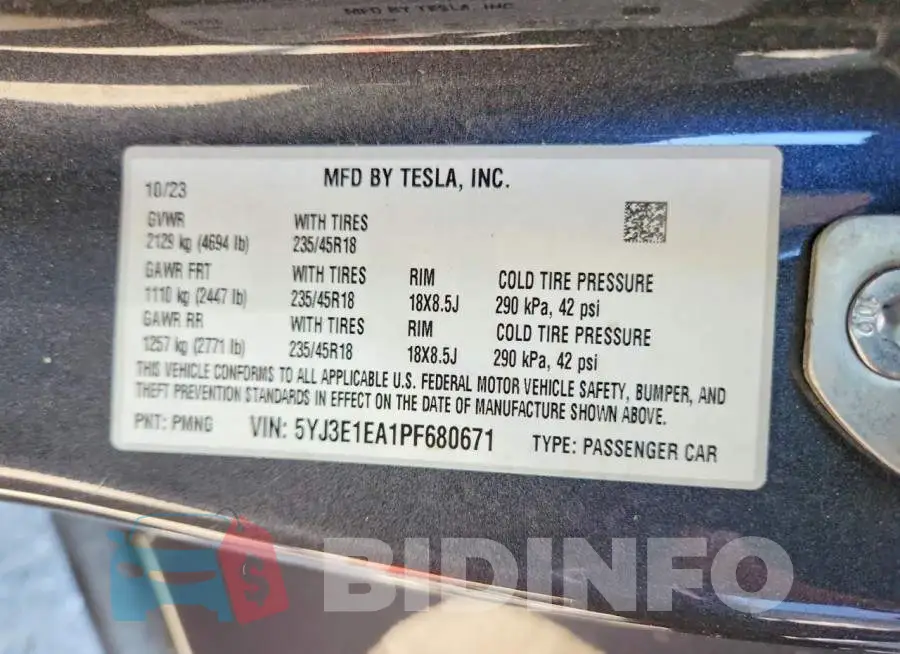5YJ3E1EA1PF680671 Photo# 13