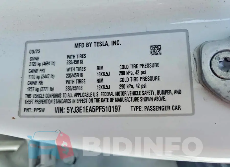 5YJ3E1EA5PF510197 Photo# 12