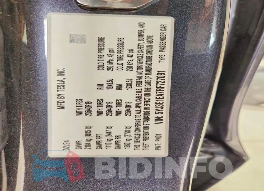 5YJ3E1EA7RF727091 Photo# 13