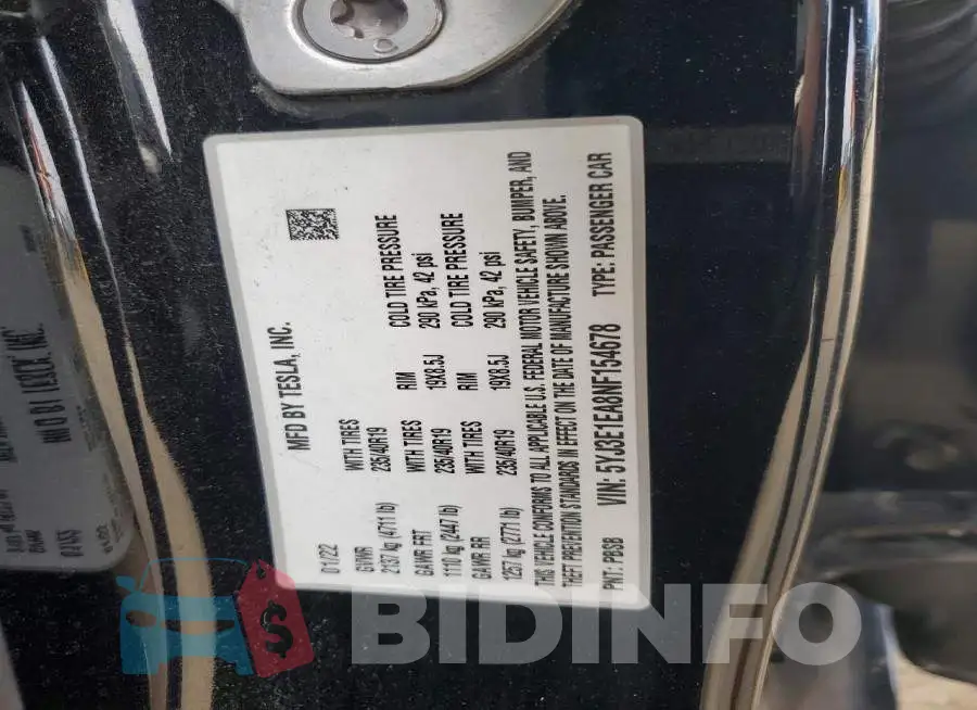 5YJ3E1EA8NF154678 Photo# 12
