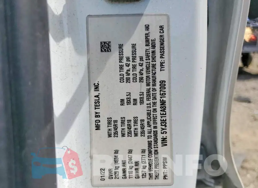 5YJ3E1EA8NF167009 Photo# 12
