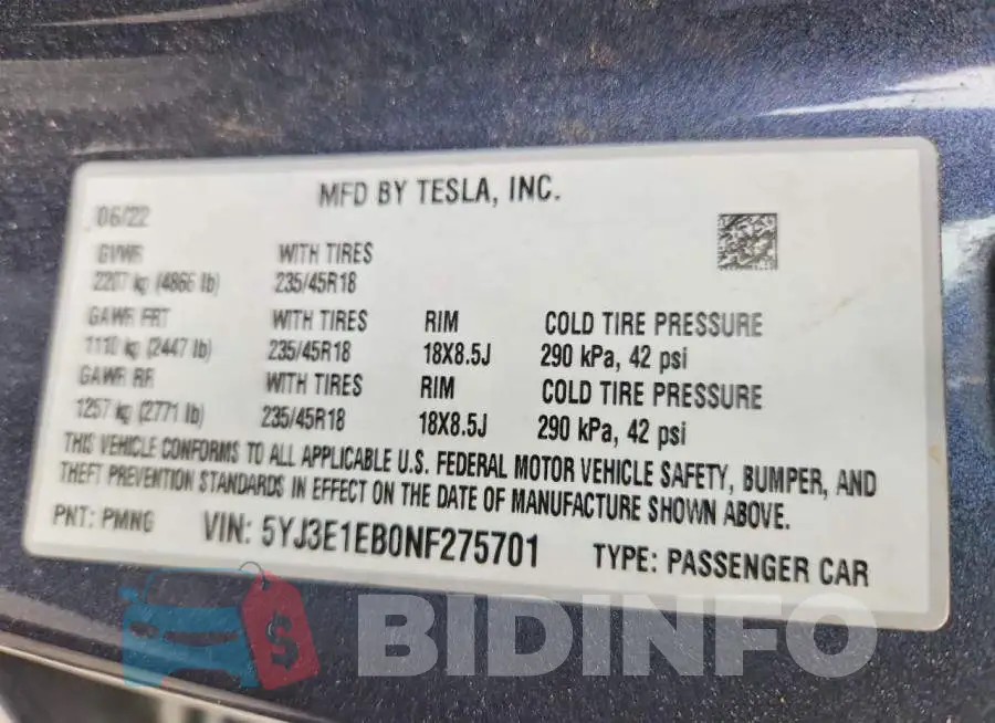 5YJ3E1EB0NF275701 Photo# 13