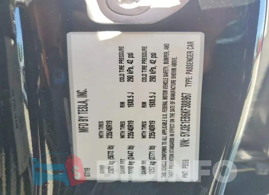 5YJ3E1EB6KF388967 Photo# 12