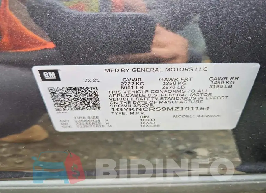 1GYKNCRS9MZ191154 Photo# 12