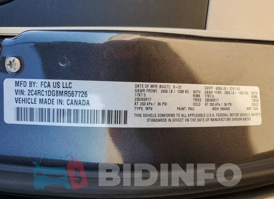 2C4RC1DG8MR567726 Photo# 14