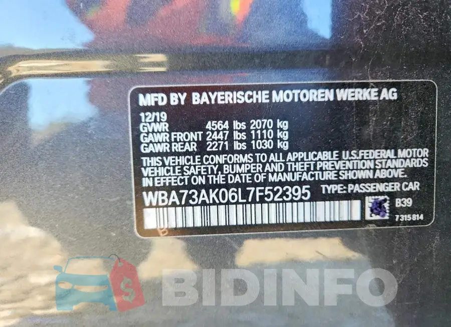 WBA73AK06L7F52395 Photo# 12
