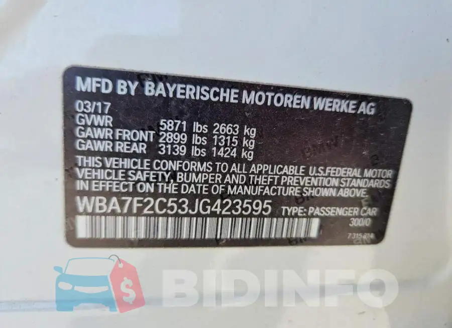 WBA7F2C53JG423595 Photo# 13