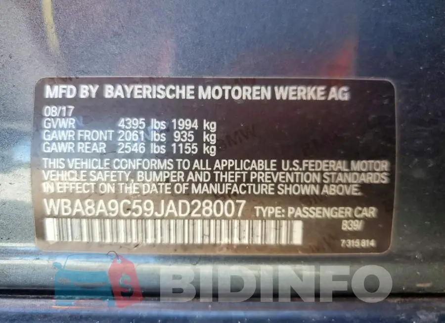WBA8A9C59JAD28007 Photo# 13