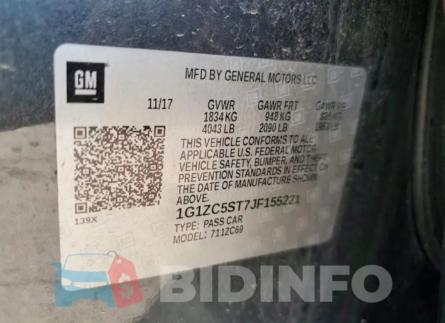 1G1ZC5ST7JF155221 Photo# 12