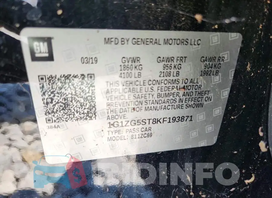 1G1ZG5ST8KF193871 Photo# 12
