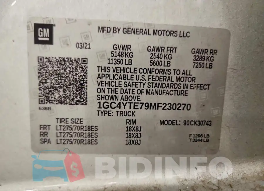 1GC4YTE79MF230270 Photo# 12