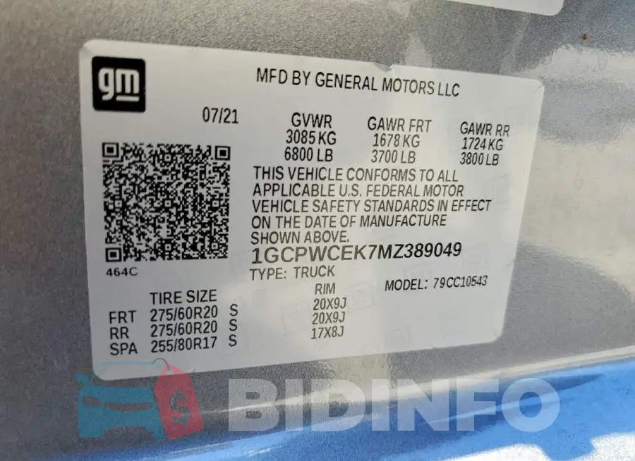 1GCPWCEK7MZ389049 Photo# 12