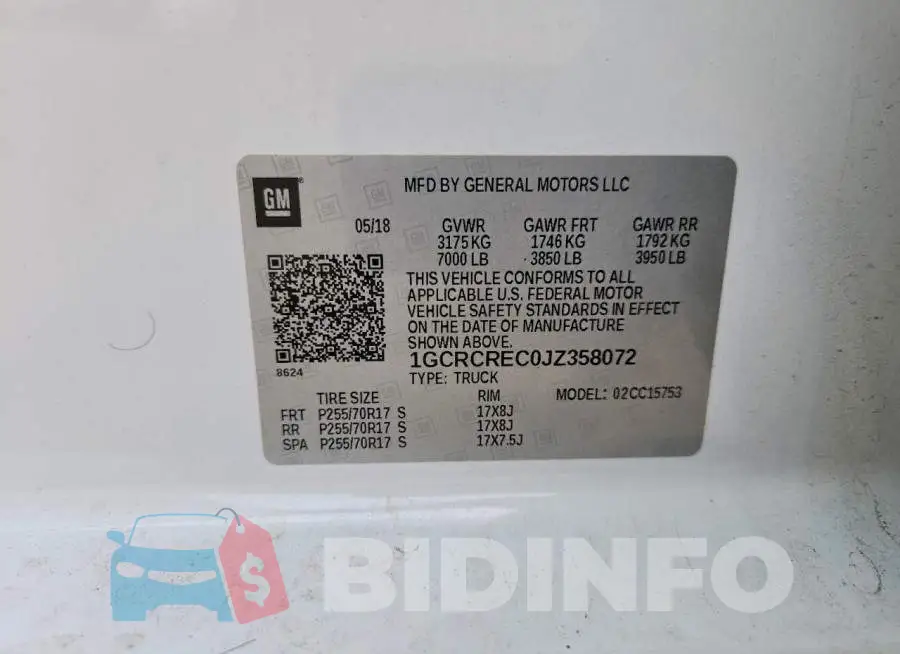 1GCRCREC0JZ358072 Photo# 12