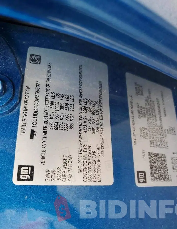 1GCUDDED9NZ556027 Photo# 12