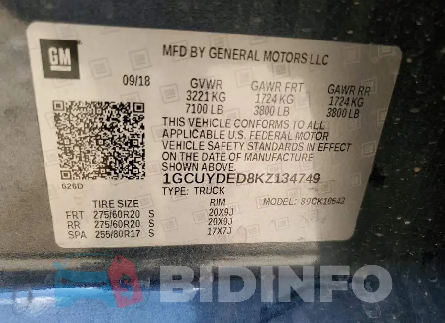 1GCUYDED8KZ134749 Photo# 12