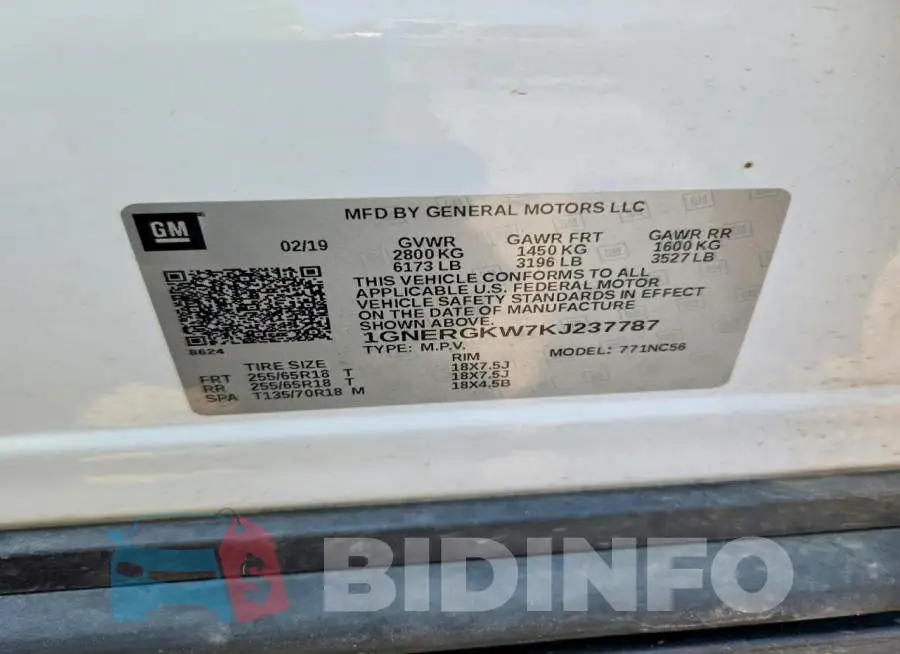 1GNERGKW7KJ237787 Photo# 13