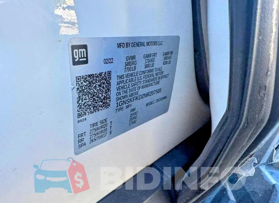 1GNSKFKD2NR207585 Photo# 10