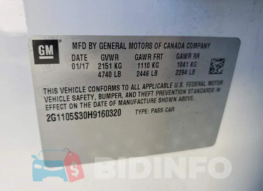 2G1105S30H9160320 Photo# 12