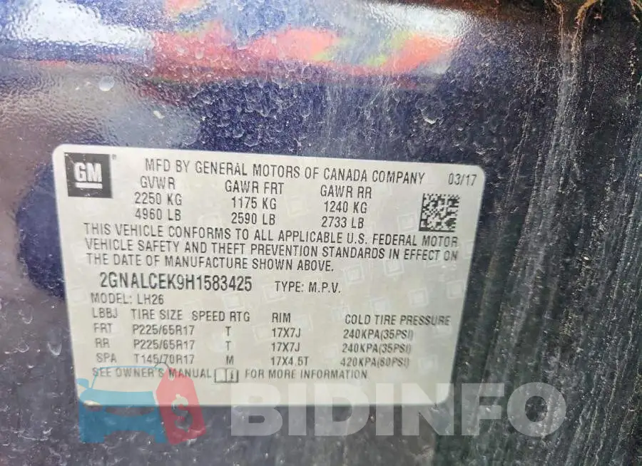2GNALCEK9H1583425 Photo# 13