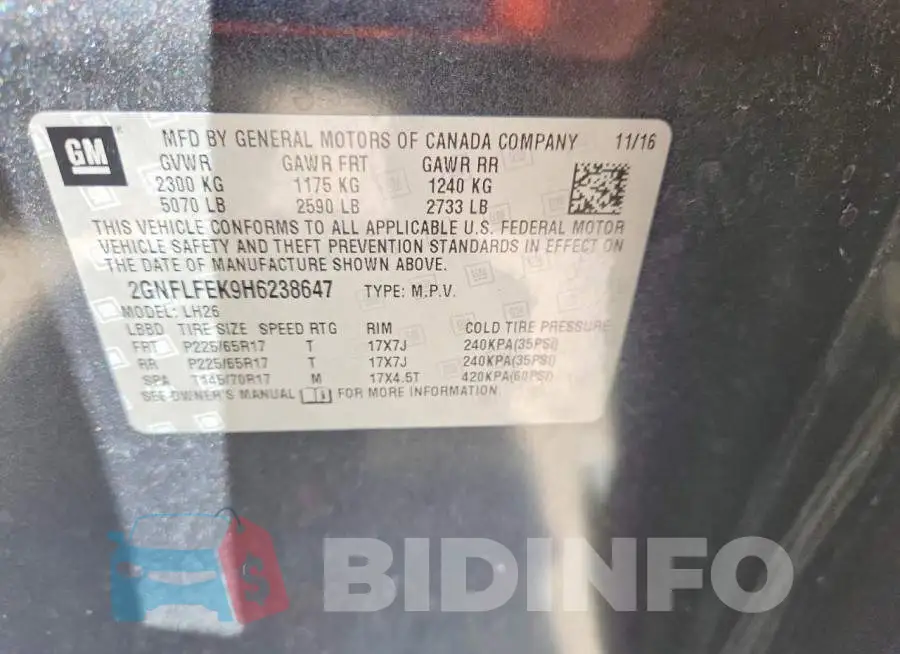 2GNFLFEK9H6238647 Photo# 13